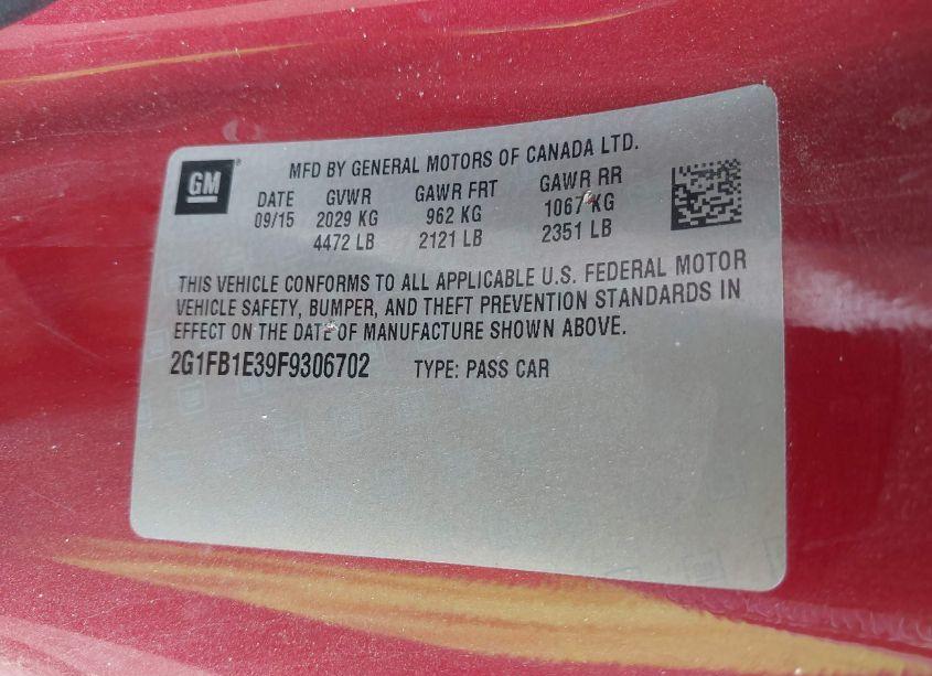 Photo 9 of 2015 Chevrolet Camaro 2LS (VIN 2G1FB1E39F9306702)