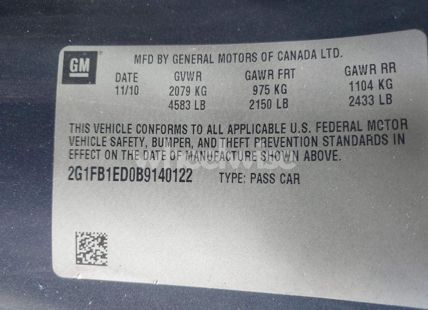 Photo 9 of 2011 Chevrolet Camaro 1LT (VIN 2G1FB1ED0B9140122)