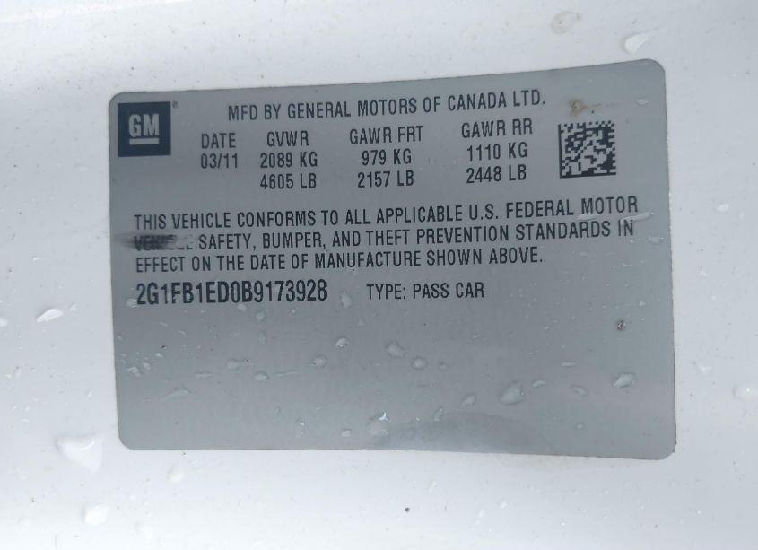 Photo 9 of 2011 Chevrolet Camaro 1LT (VIN 2G1FB1ED0B9173928)