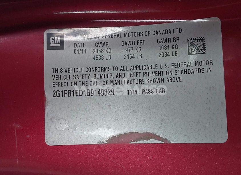 Photo 9 of 2011 Chevrolet Camaro 1LT (VIN 2G1FB1ED1B9149329)