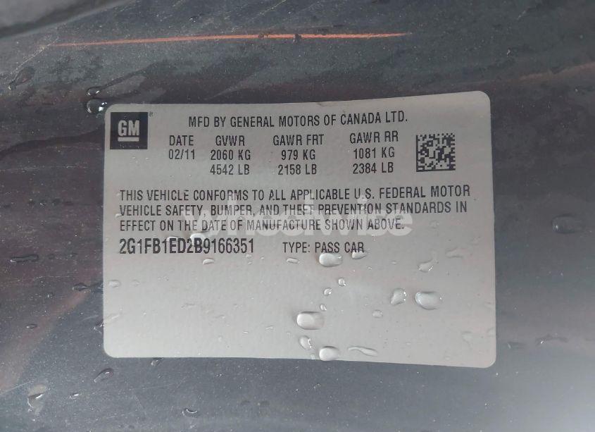 Photo 9 of 2011 Chevrolet Camaro 1LT (VIN 2G1FB1ED2B9166351)