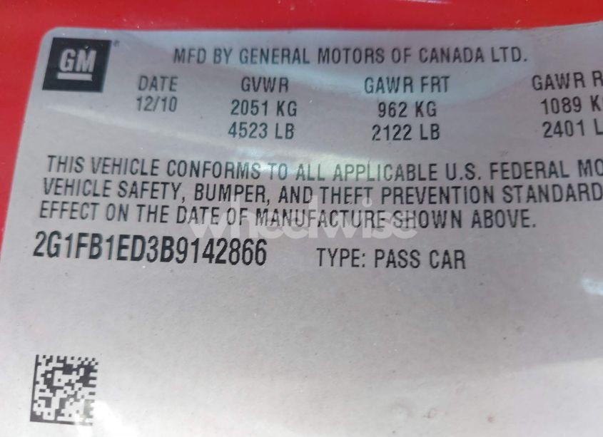 Photo 9 of 2011 Chevrolet Camaro 1LT (VIN 2G1FB1ED3B9142866)