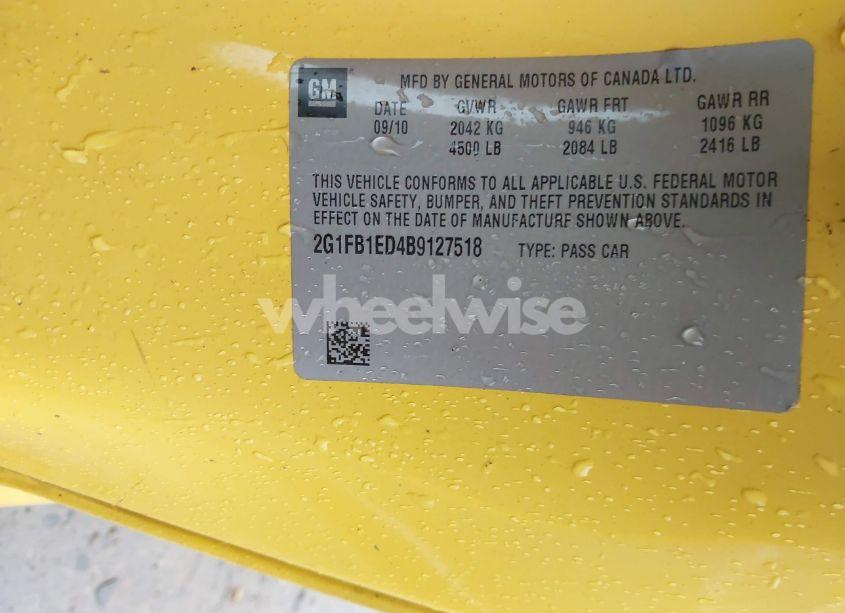 Photo 9 of 2011 Chevrolet Camaro 1LT (VIN 2G1FB1ED4B9127518)