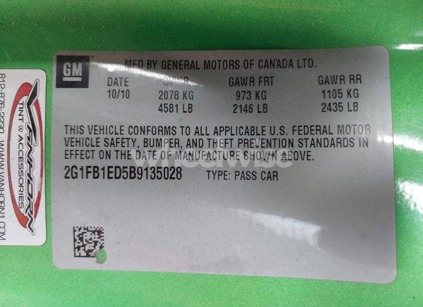 Photo 9 of 2011 Chevrolet Camaro 1LT (VIN 2G1FB1ED5B9135028)