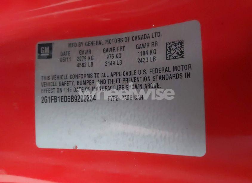 Photo 9 of 2011 Chevrolet Camaro 1LT (VIN 2G1FB1ED5B9200234)