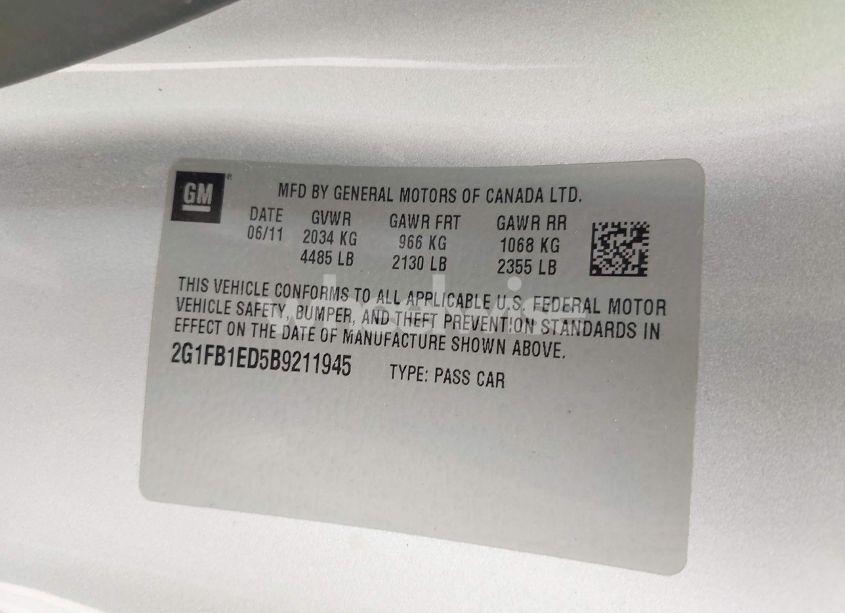 Photo 9 of 2011 Chevrolet Camaro 1LT (VIN 2G1FB1ED5B9211945)