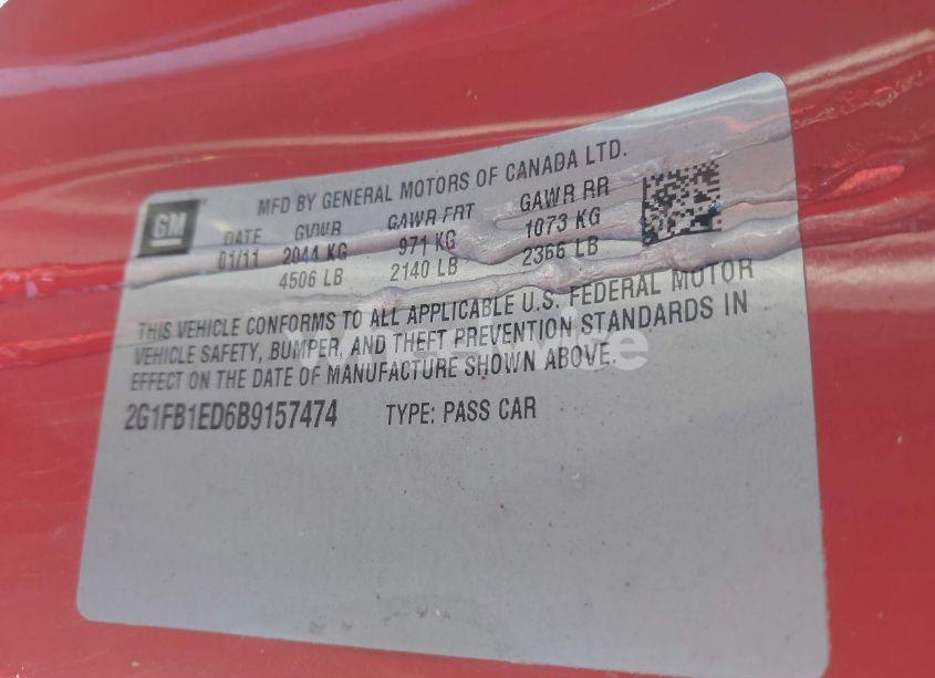 Photo 9 of 2011 Chevrolet Camaro 1LT (VIN 2G1FB1ED6B9157474)