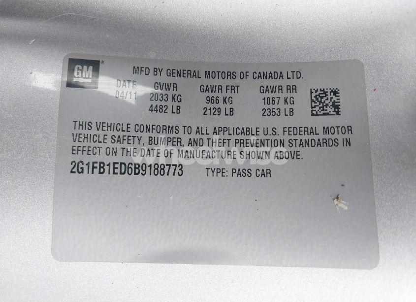 Photo 9 of 2011 Chevrolet Camaro 1LT (VIN 2G1FB1ED6B9188773)