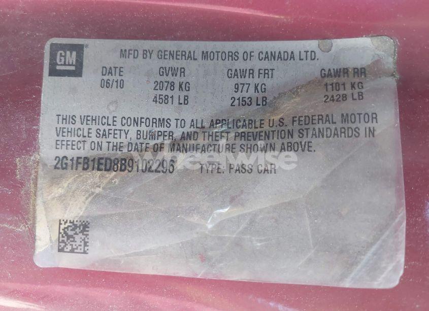 Photo 9 of 2011 Chevrolet Camaro 1LT (VIN 2G1FB1ED8B9102296)