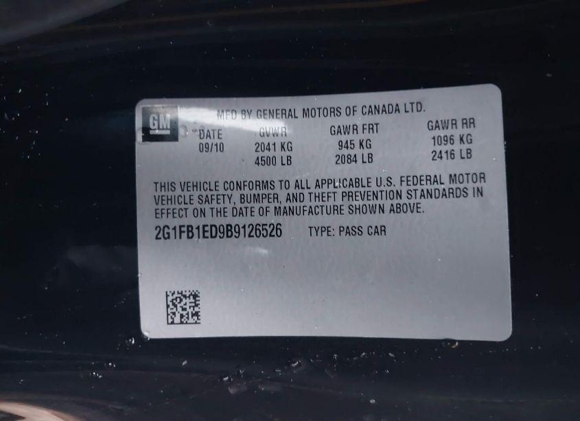 Photo 9 of 2011 Chevrolet Camaro 1LT (VIN 2G1FB1ED9B9126526)