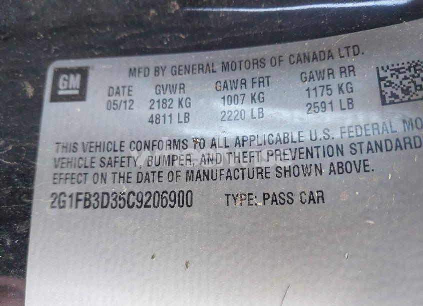 Photo 9 of 2012 Chevrolet Camaro 1LT (VIN 2G1FB3D35C9206900)