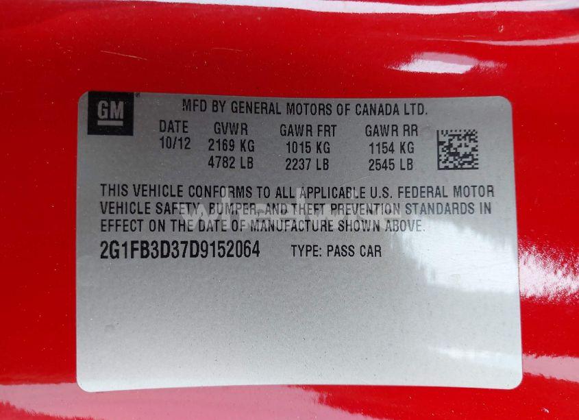 Photo 9 of 2013 Chevrolet Camaro 1LT (VIN 2G1FB3D37D9152064)