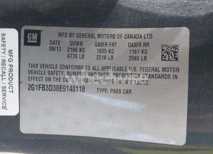 Photo 9 of 2014 Chevrolet Camaro 1LT (VIN 2G1FB3D38E9140118)