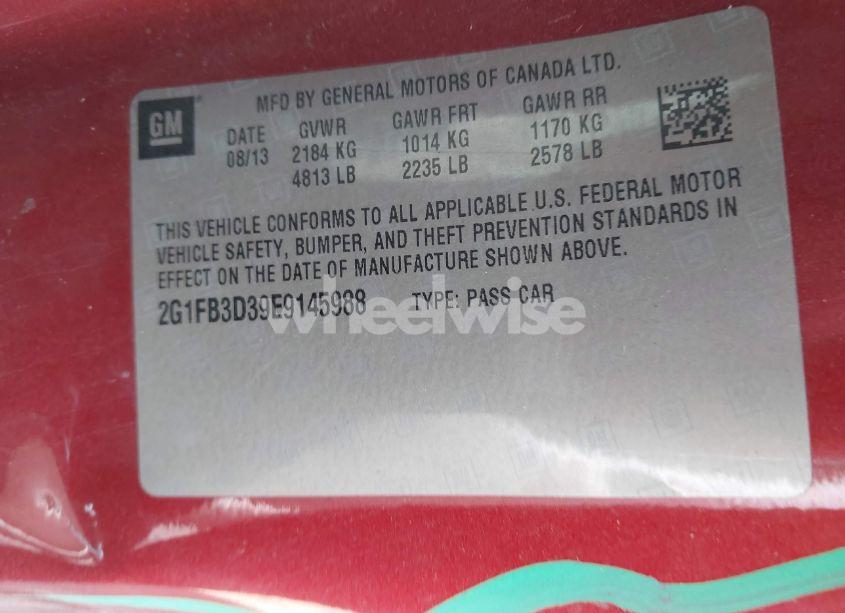 Photo 9 of 2014 Chevrolet Camaro 1LT (VIN 2G1FB3D39E9145988)