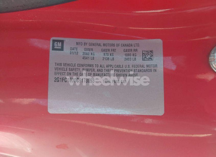 Photo 9 of 2012 Chevrolet Camaro 2LT (VIN 2G1FC1E30C9173093)