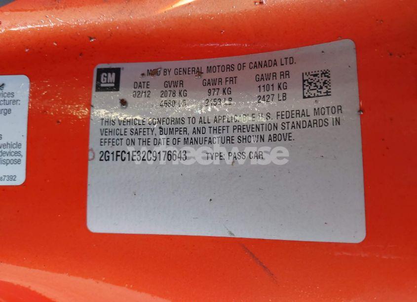 Photo 9 of 2012 Chevrolet Camaro 2LT (VIN 2G1FC1E32C9176643)