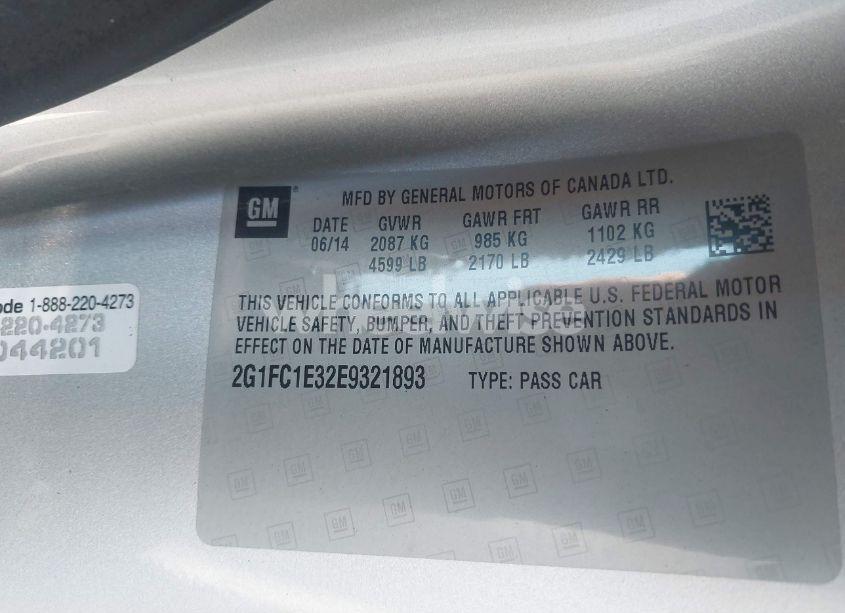 Photo 9 of 2014 Chevrolet Camaro 2LT (VIN 2G1FC1E32E9321893)