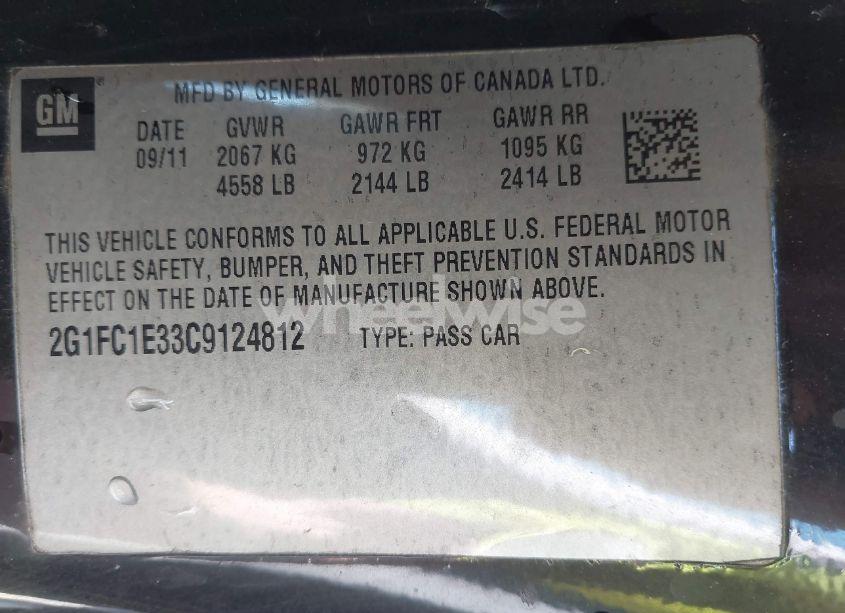 Photo 9 of 2012 Chevrolet Camaro 2LT (VIN 2G1FC1E33C9124812)