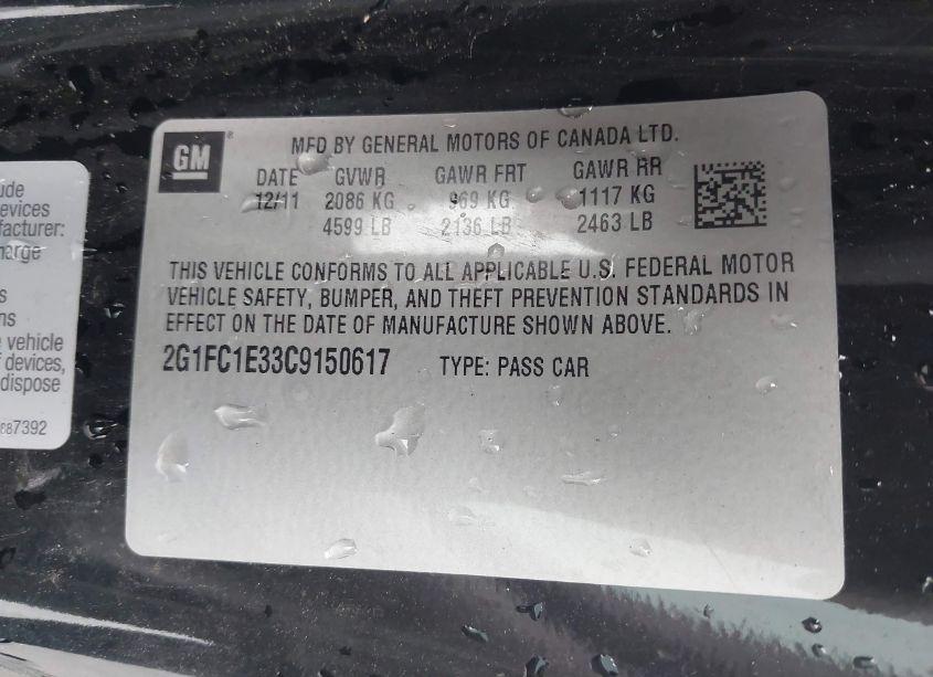 Photo 9 of 2012 Chevrolet Camaro 2LT (VIN 2G1FC1E33C9150617)