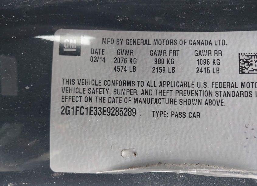 Photo 9 of 2014 Chevrolet Camaro 2LT (VIN 2G1FC1E33E9285289)