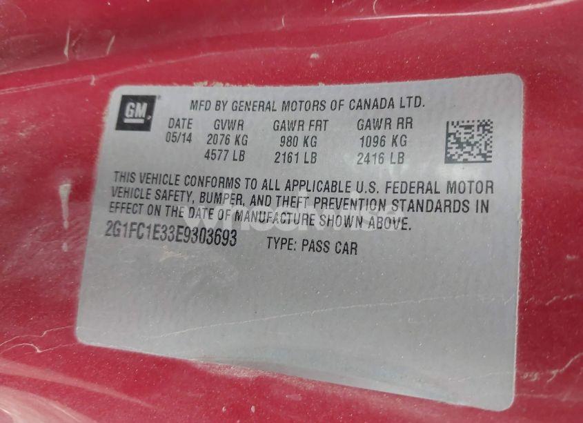 Photo 9 of 2014 Chevrolet Camaro 2LT (VIN 2G1FC1E33E9303693)