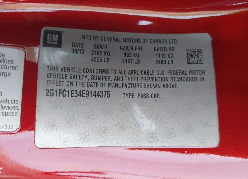 Photo 9 of 2014 Chevrolet Camaro 2LT (VIN 2G1FC1E34E9144375)