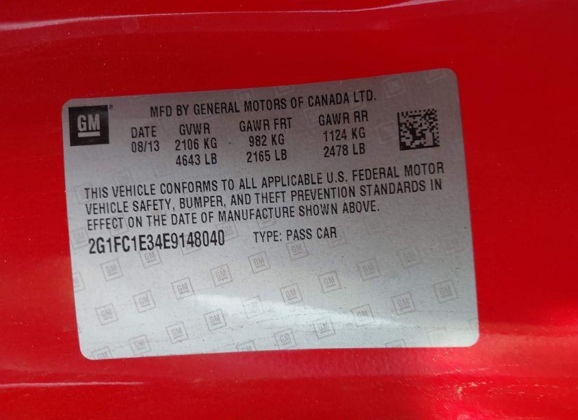 Photo 9 of 2014 Chevrolet Camaro 2LT (VIN 2G1FC1E34E9148040)