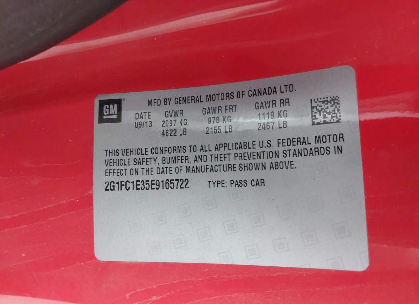 Photo 9 of 2014 Chevrolet Camaro 2LT (VIN 2G1FC1E35E9165722)