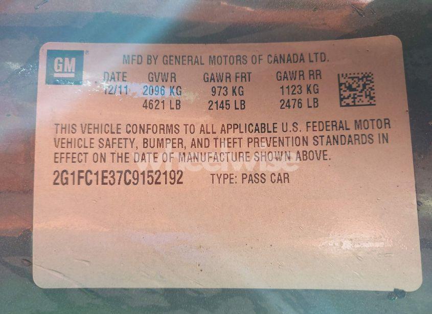 Photo 9 of 2012 Chevrolet Camaro 2LT (VIN 2G1FC1E37C9152192)