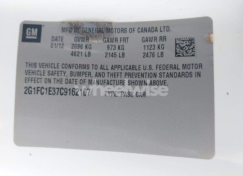 Photo 9 of 2012 Chevrolet Camaro 2LT (VIN 2G1FC1E37C9162107)