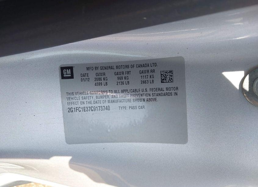 Photo 9 of 2012 Chevrolet Camaro 2LT (VIN 2G1FC1E37C9173740)