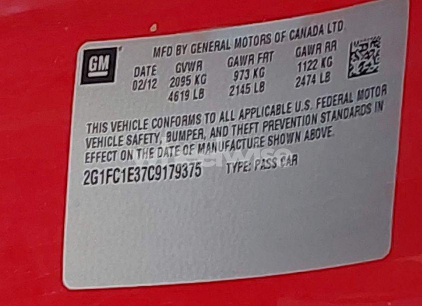 Photo 9 of 2012 Chevrolet Camaro 2LT (VIN 2G1FC1E37C9179375)