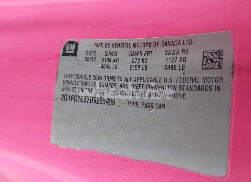 Photo 9 of 2013 Chevrolet Camaro 2LT (VIN 2G1FC1E37D9233498)