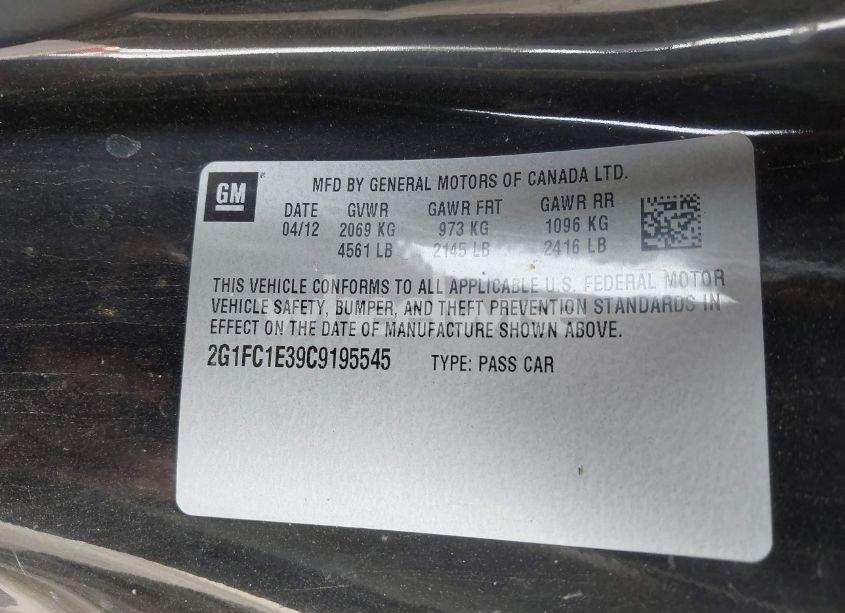 Photo 9 of 2012 Chevrolet Camaro 2LT (VIN 2G1FC1E39C9195545)