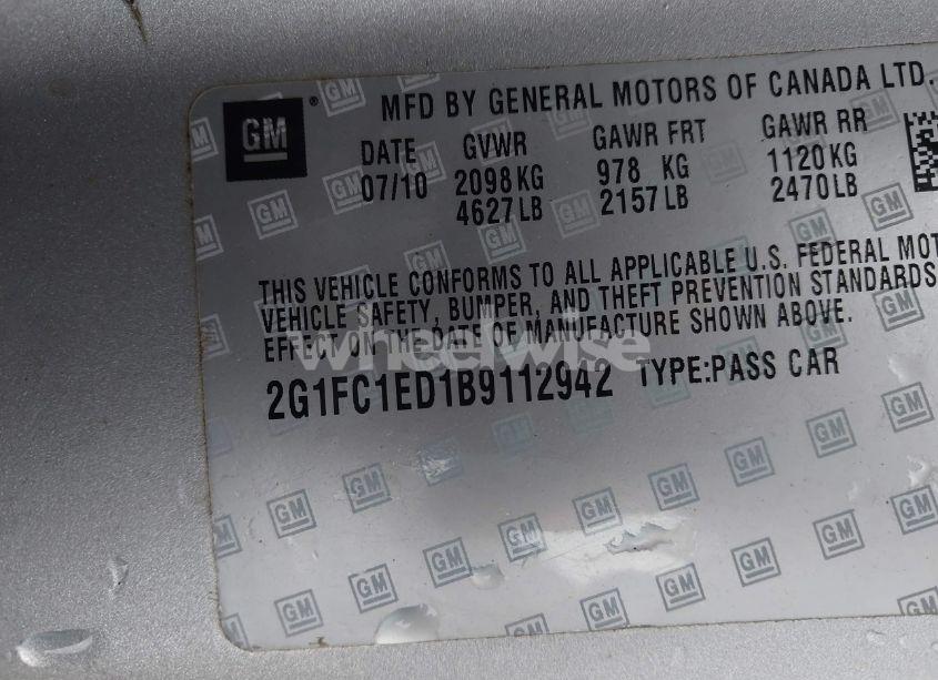 Photo 9 of 2011 Chevrolet Camaro 2LT (VIN 2G1FC1ED1B9112942)