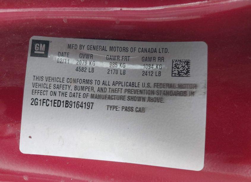 Photo 9 of 2011 Chevrolet Camaro 2LT (VIN 2G1FC1ED1B9164197)