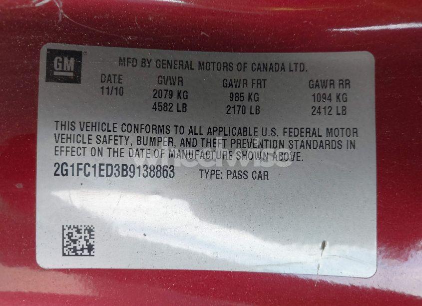 Photo 9 of 2011 Chevrolet Camaro 2LT (VIN 2G1FC1ED3B9138863)