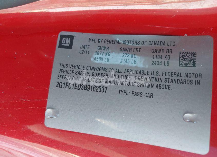 Photo 9 of 2011 Chevrolet Camaro 2LT (VIN 2G1FC1ED3B9162337)