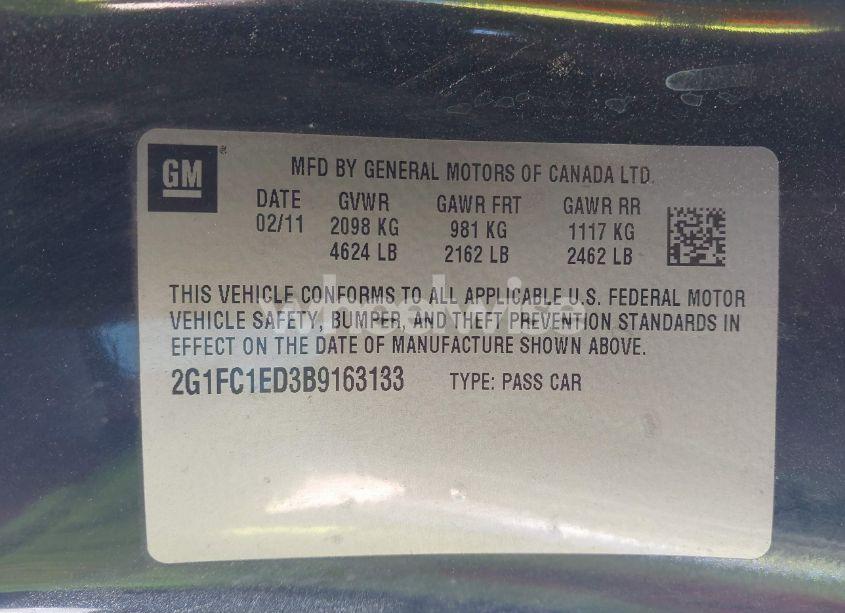 Photo 9 of 2011 Chevrolet Camaro 2LT (VIN 2G1FC1ED3B9163133)