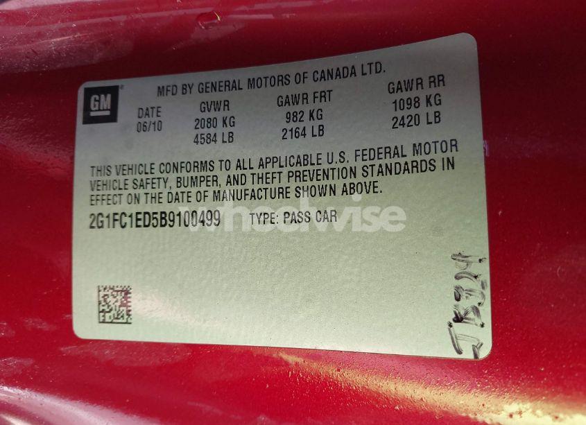 Photo 9 of 2011 Chevrolet Camaro 2LT (VIN 2G1FC1ED5B9100499)