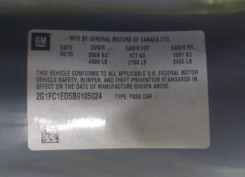 Photo 9 of 2011 Chevrolet Camaro 2LT (VIN 2G1FC1ED5B9105024)