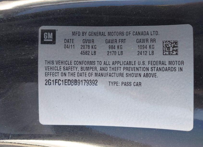 Photo 9 of 2011 Chevrolet Camaro 2LT (VIN 2G1FC1ED8B9179392)