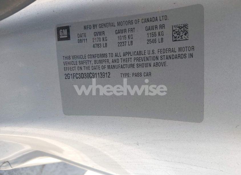 Photo 9 of 2012 Chevrolet Camaro 2LT (VIN 2G1FC3D30C9113912)