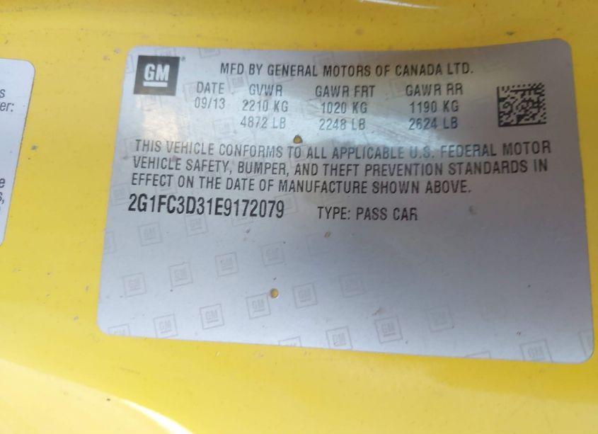 Photo 9 of 2014 Chevrolet Camaro 2LT (VIN 2G1FC3D31E9172079)