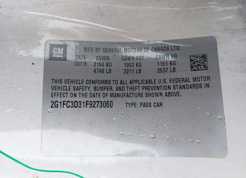 Photo 9 of 2015 Chevrolet Camaro 1LT (VIN 2G1FC3D31F9273060)