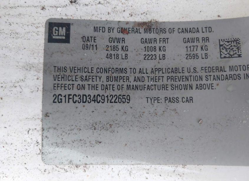 Photo 9 of 2012 Chevrolet Camaro 2LT (VIN 2G1FC3D34C9122659)