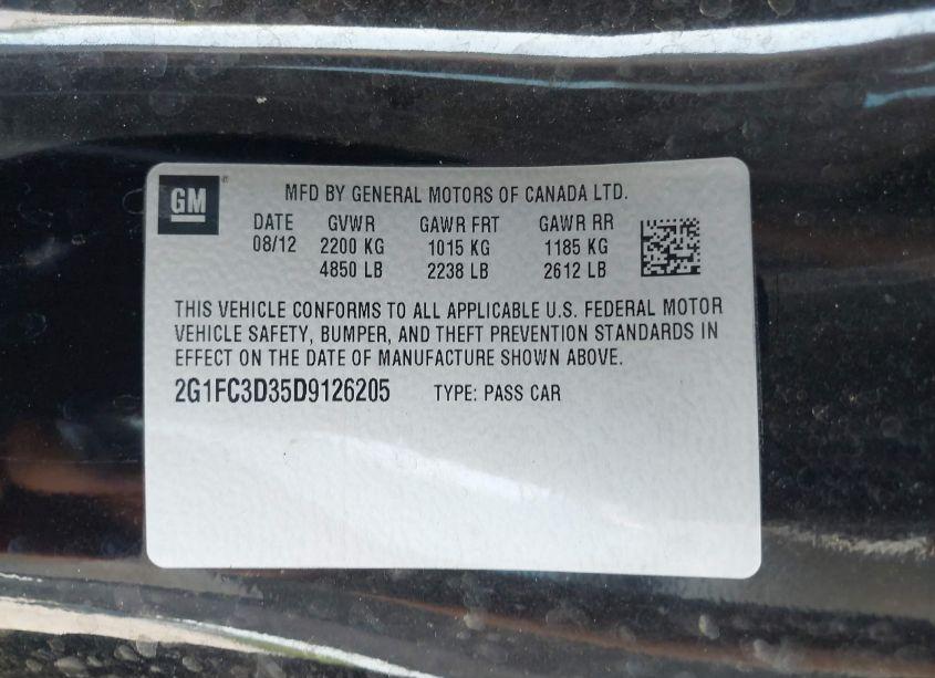 Photo 9 of 2013 Chevrolet Camaro 2LT (VIN 2G1FC3D35D9126205)