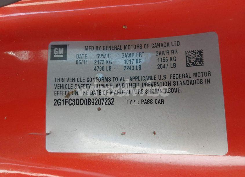 Photo 9 of 2011 Chevrolet Camaro 2LT (VIN 2G1FC3DD0B9207232)