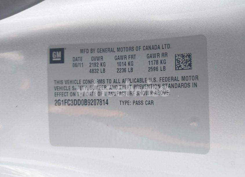 Photo 9 of 2011 Chevrolet Camaro 2LT (VIN 2G1FC3DD0B9207814)