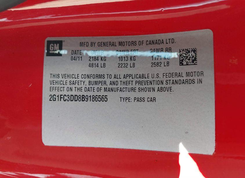 Photo 9 of 2011 Chevrolet Camaro 2LT (VIN 2G1FC3DD8B9186565)